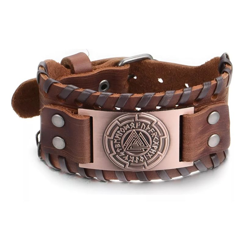 GENERICO - Brazalete Vikingo Set Pulseras Pulsera Cuero Hombre Mujer