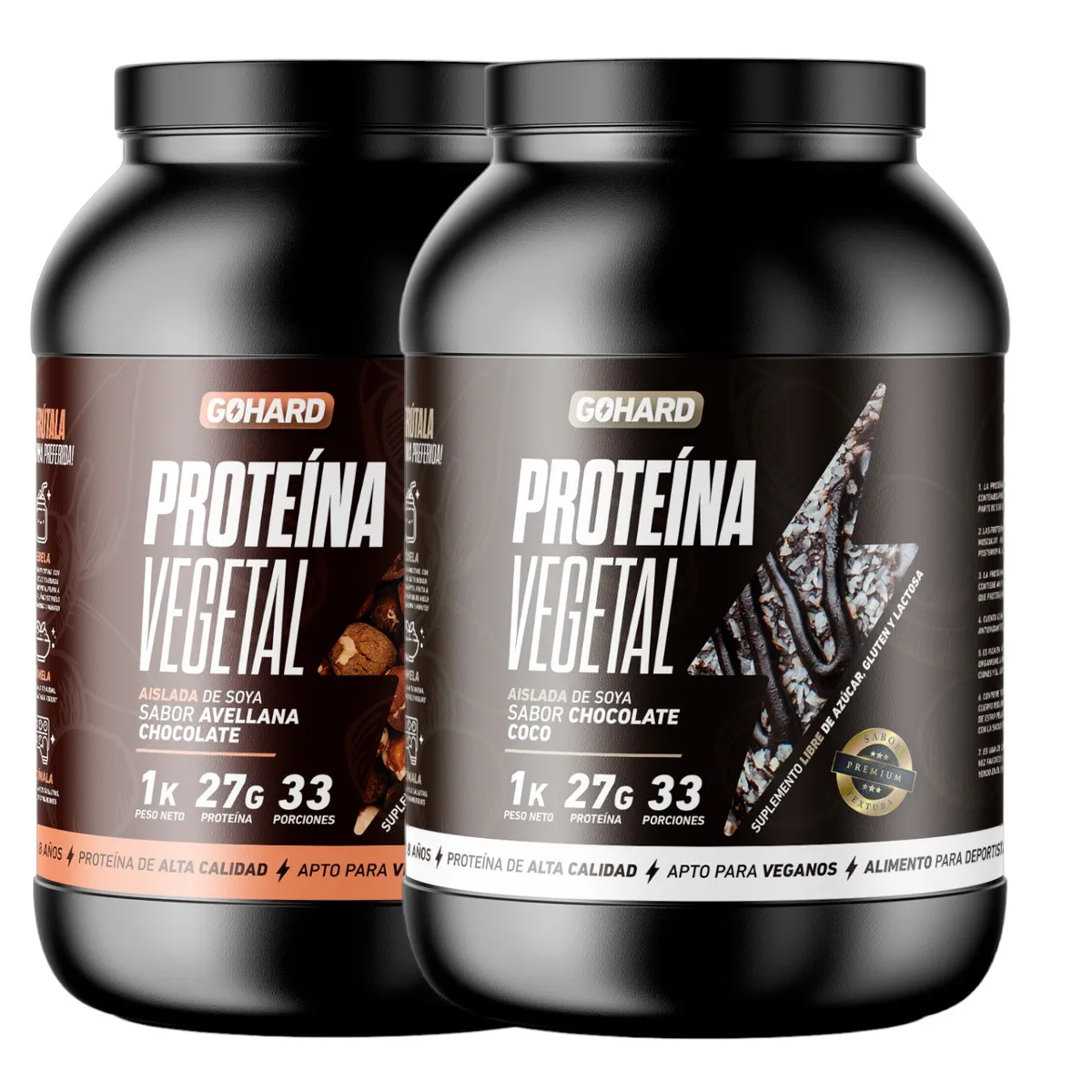 GOHARD - PACK PROTEINAS GOHARD 2KG TOTAL 66SV CHOCOLATE AVELLANA-CHOCOLATE COCO
