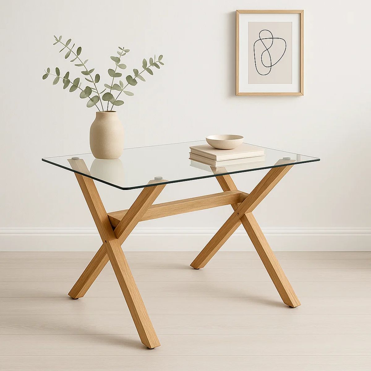 KLIK - Mesa de Comedor Rectangular Vidrio Cross 140x90cm KLIK