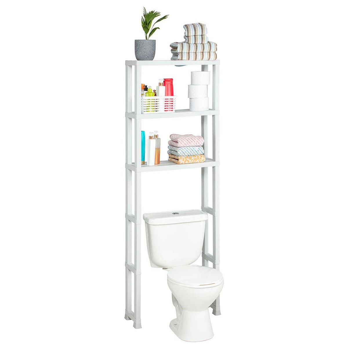 RIMAX - Estante Organizador De Baño 3N Blanco 61x25x171Cms Rimax