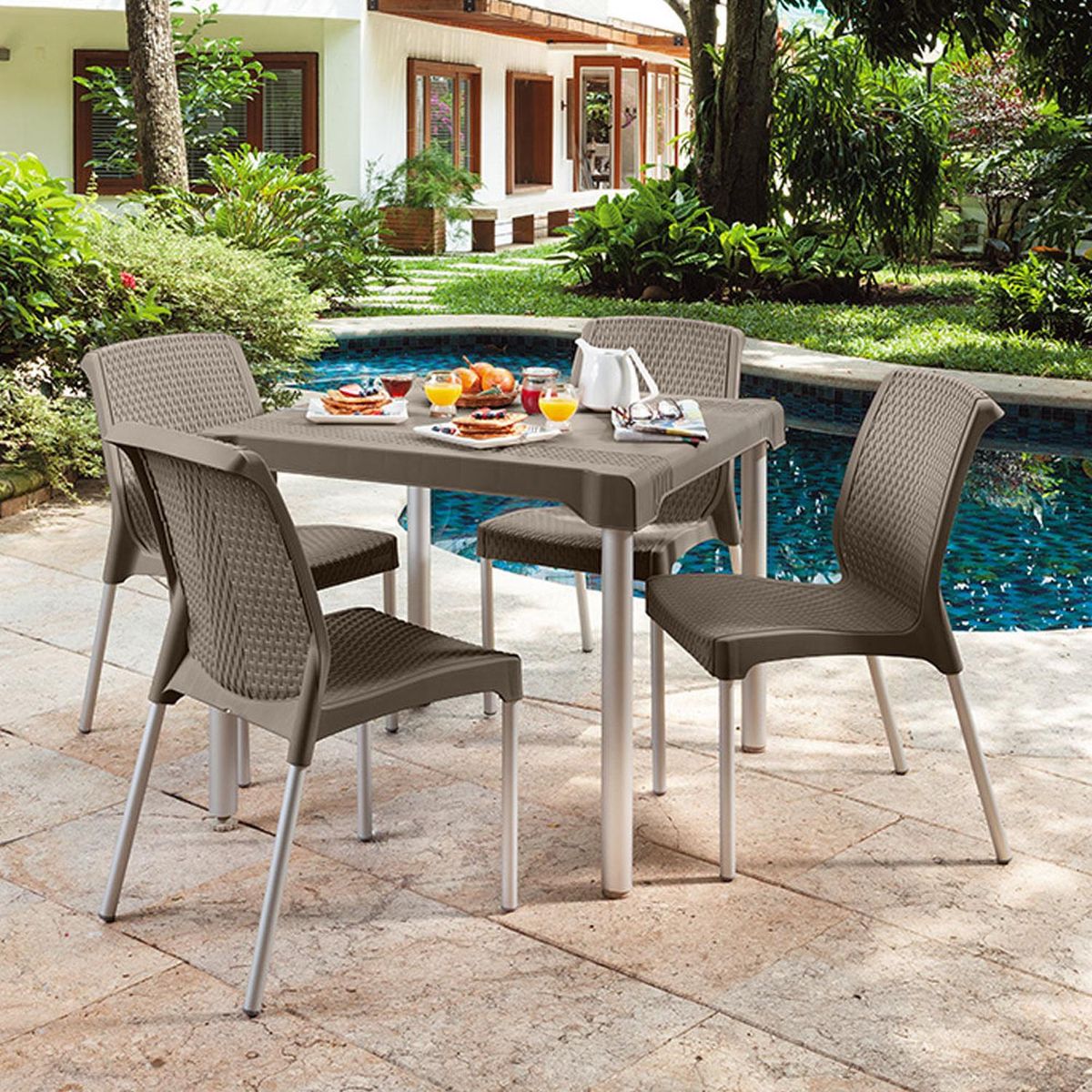 RIMAX - Mesa de terraza patas aluminio 85X85 cm Shia Rimax