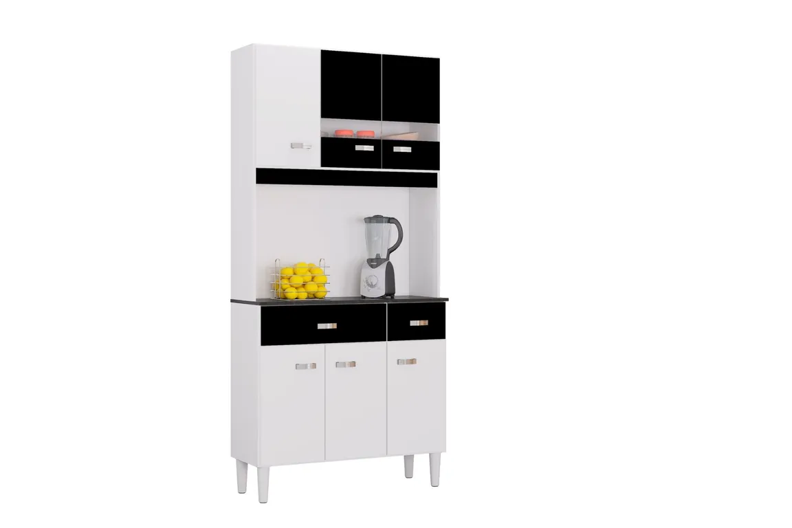 Mueble de cocina Manu 6 puertas blanco/negro