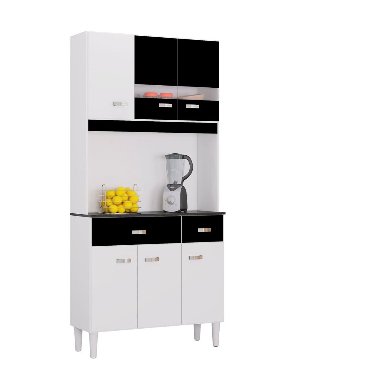 TAHUARI - Mueble de cocina Manu 6 puertas blanco/negro