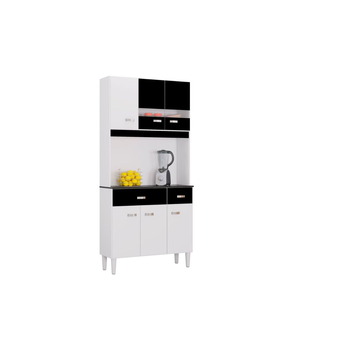 TAHUARI - Mueble de cocina Manu 6 puertas blanco/negro