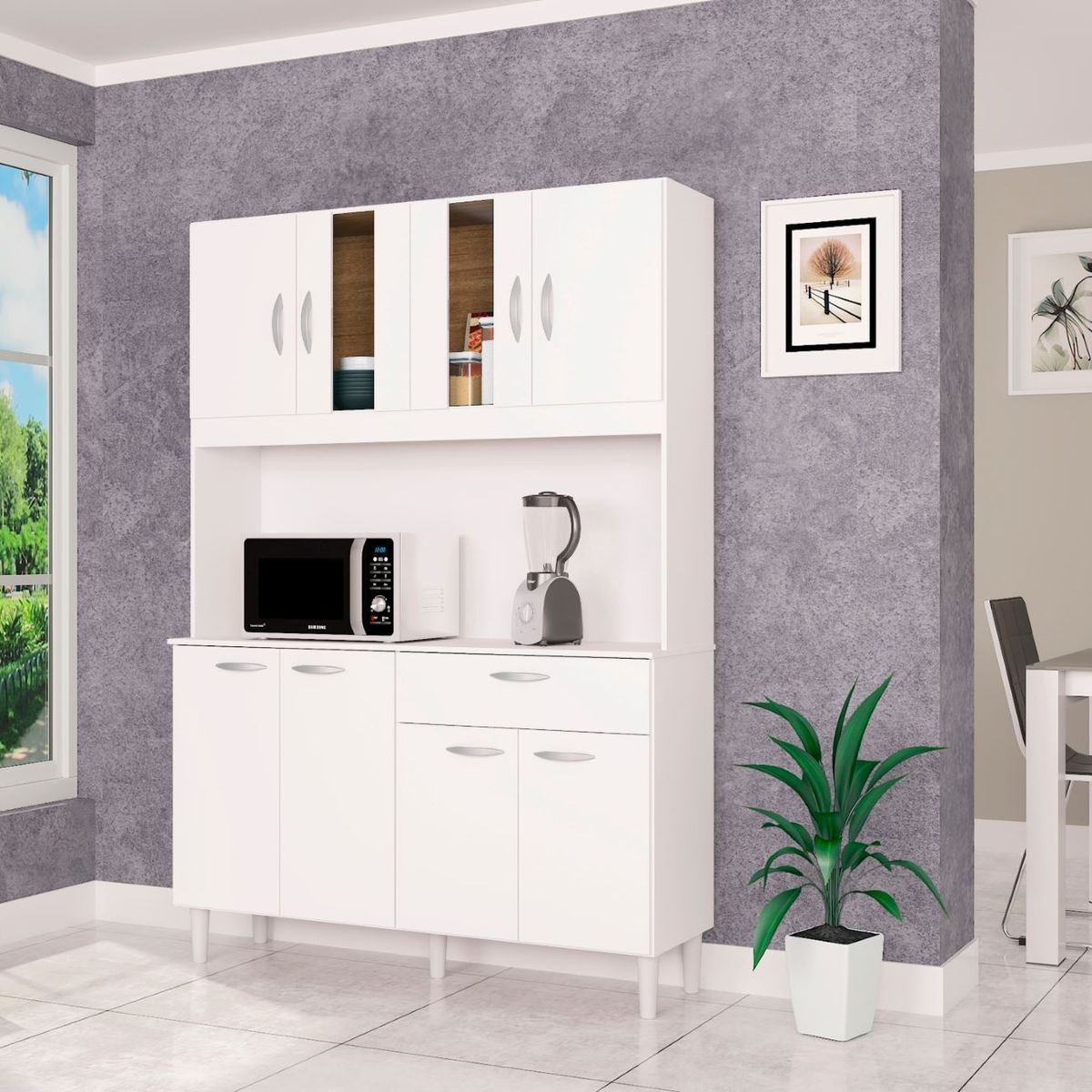 TAHUARI - Mueble de cocina Magda 8 puertas blanco