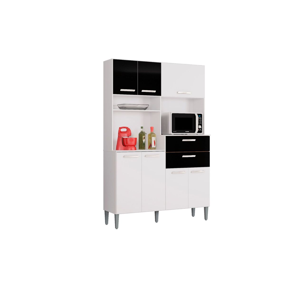 TAHUARI - Mueble de cocina Flavia 7 puertas blanco/negro