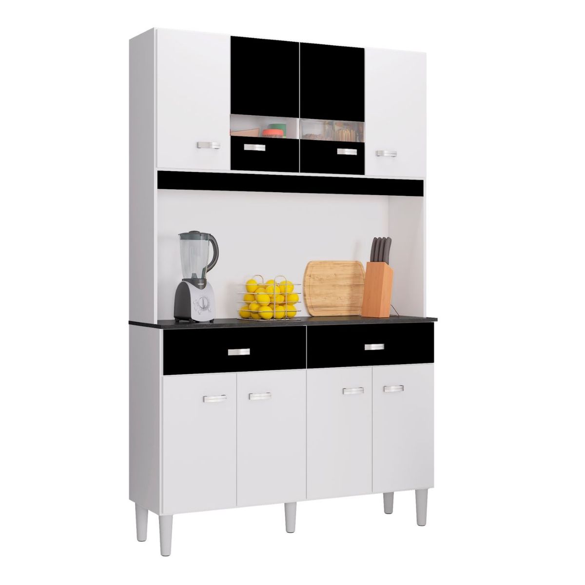 TAHUARI - Mueble de cocina Manu 8 puertas blanco/negro