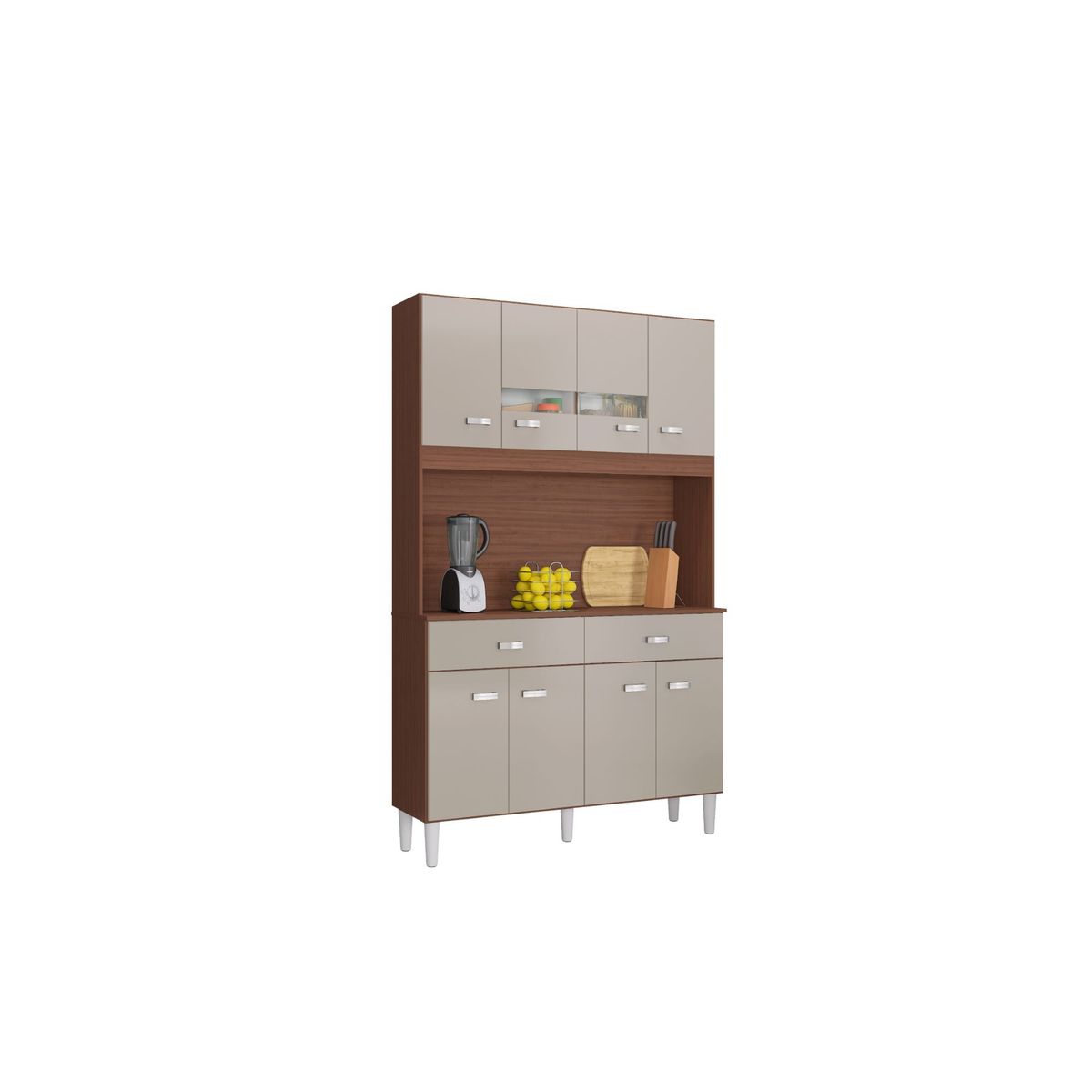 TAHUARI - Mueble de cocina Manu 8 puertas capuchino off white