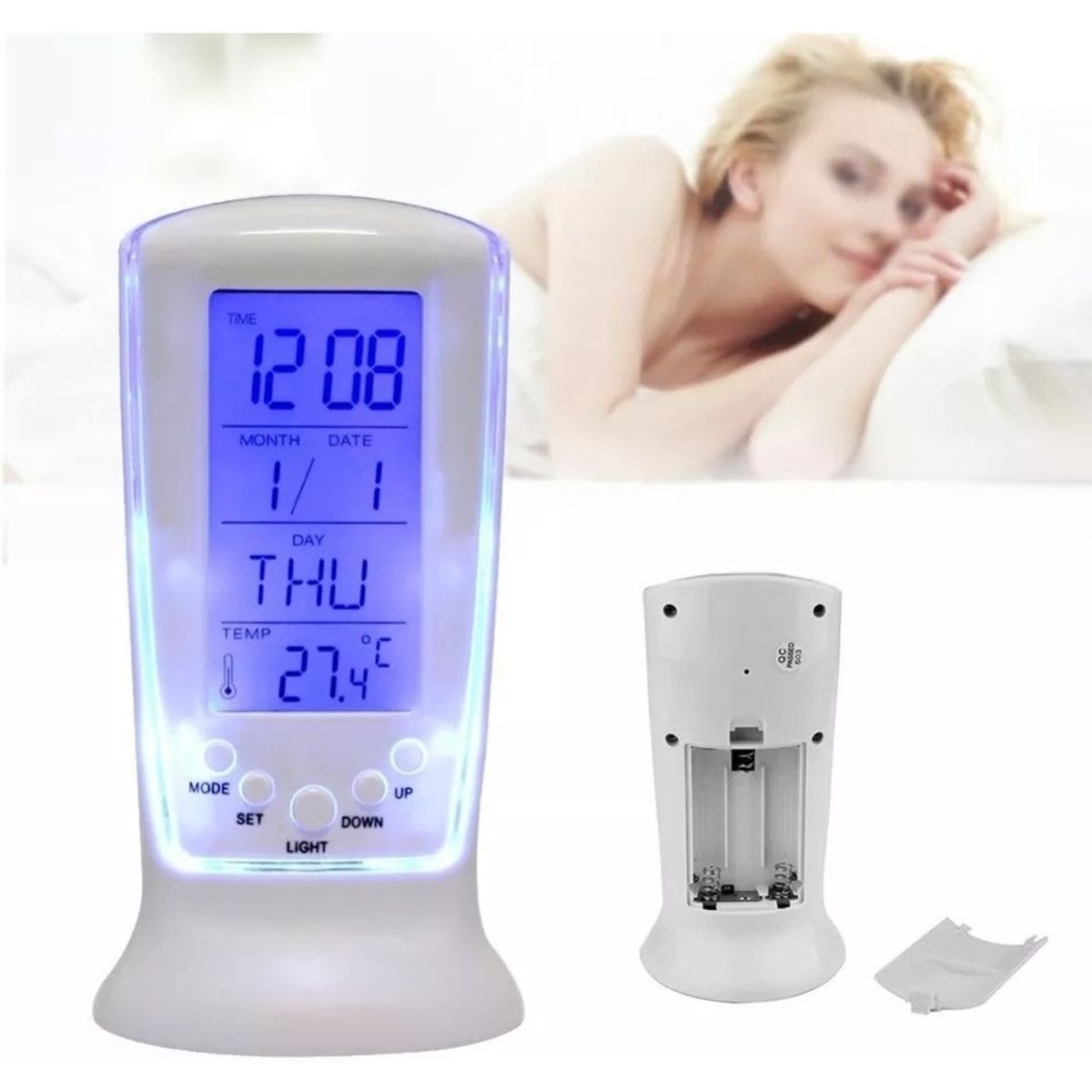 U BUY - Reloj Despertador Digital Termometro Calendario Cronometro