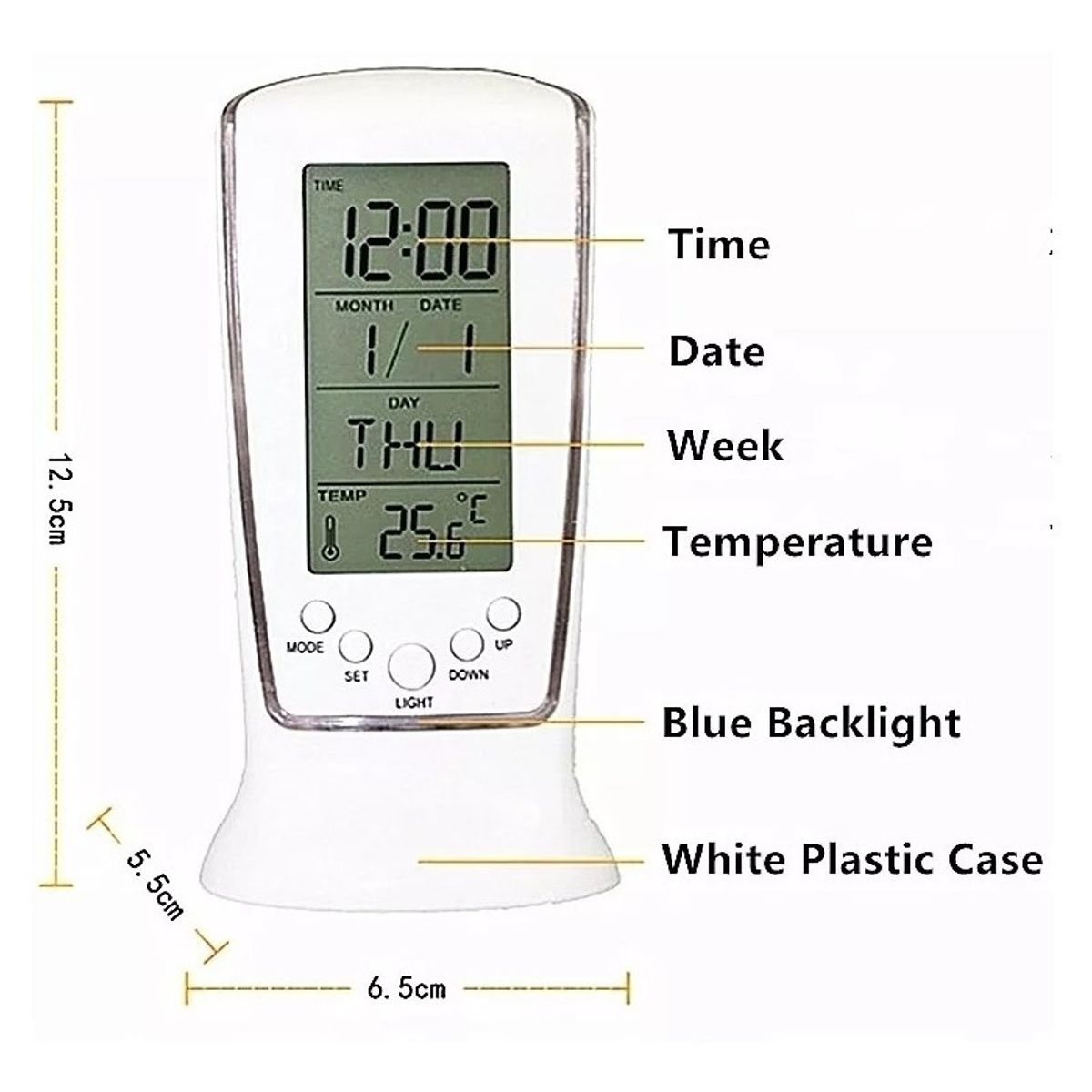 U BUY - Reloj Despertador Digital Termometro Calendario Cronometro