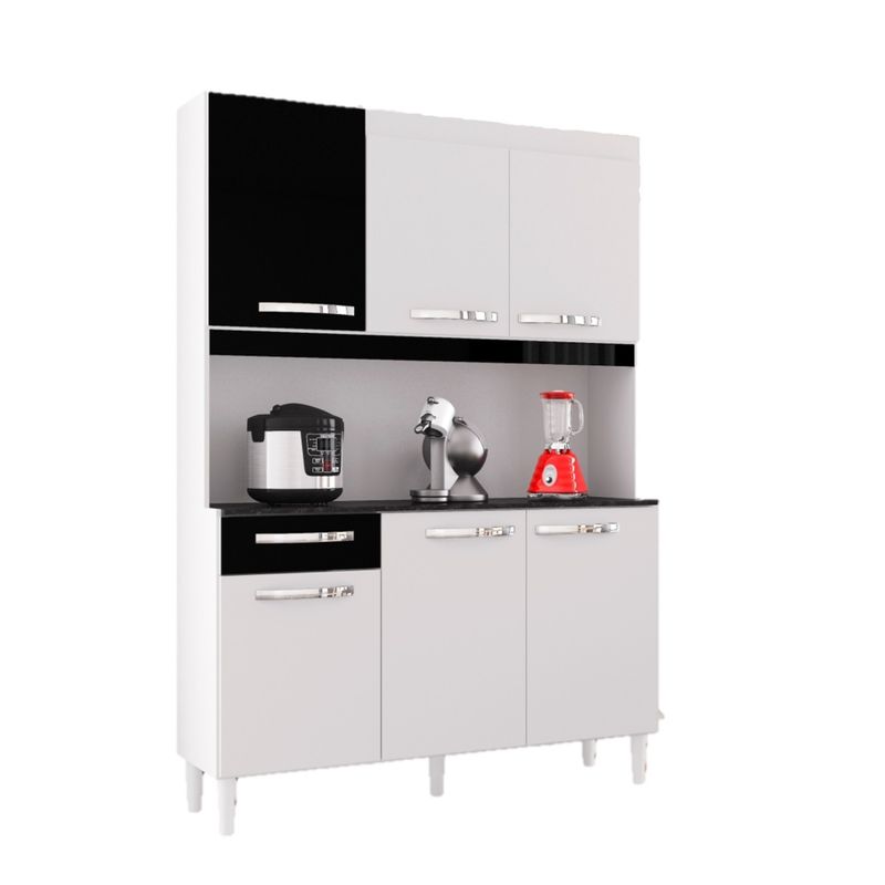 TAHUARI - Mueble de cocina Carine 6 puertas blanco/negro