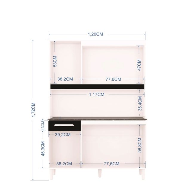TAHUARI - Mueble de cocina Carine 6 puertas blanco/negro