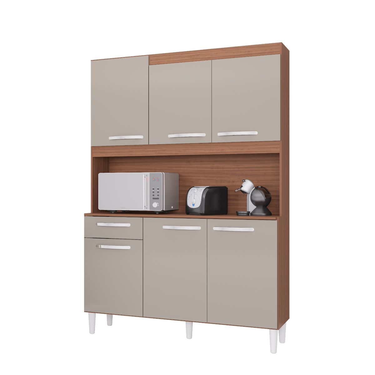 TAHUARI - Mueble de cocina Carine 6 puertas capuchino off white