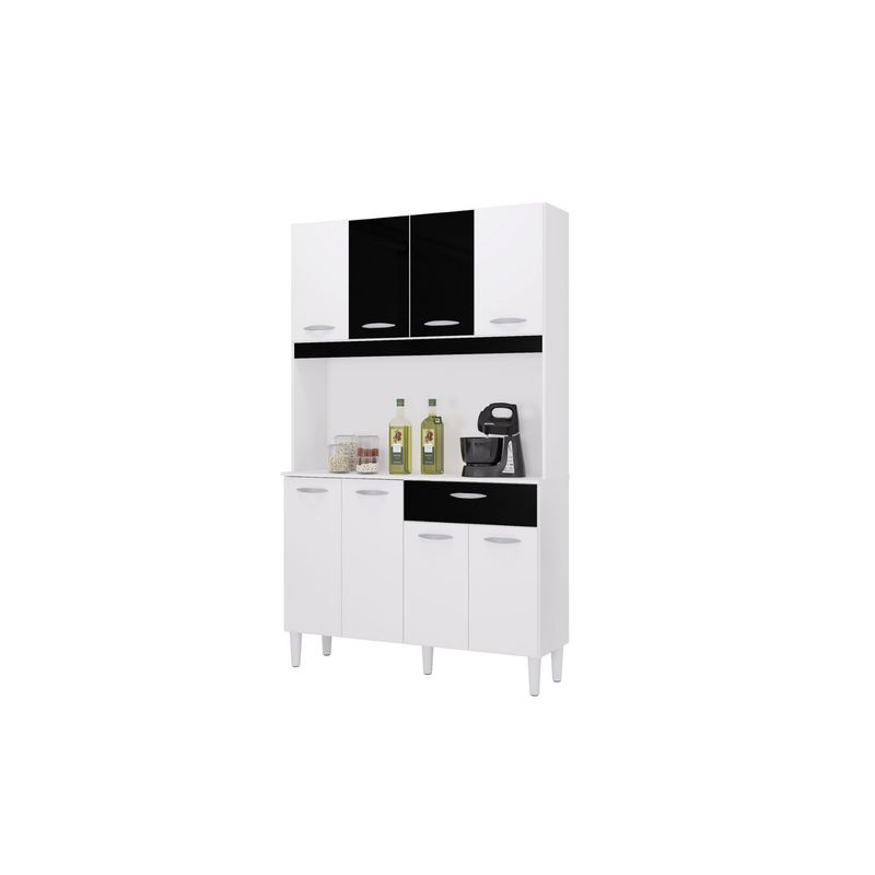 TAHUARI - Mueble de cocina Cassia 8 puertas blanco/negro