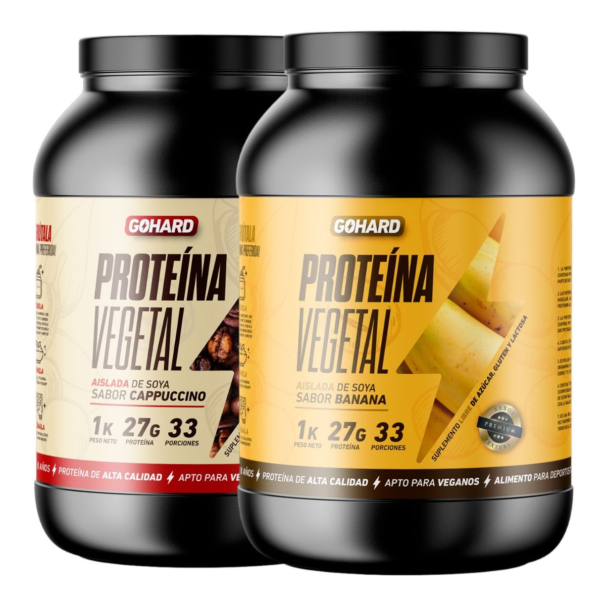 GOHARD - PACK PROTEINAS GOHARD 2KG TOTAL 66SV PLATANO - CAPUCCINO