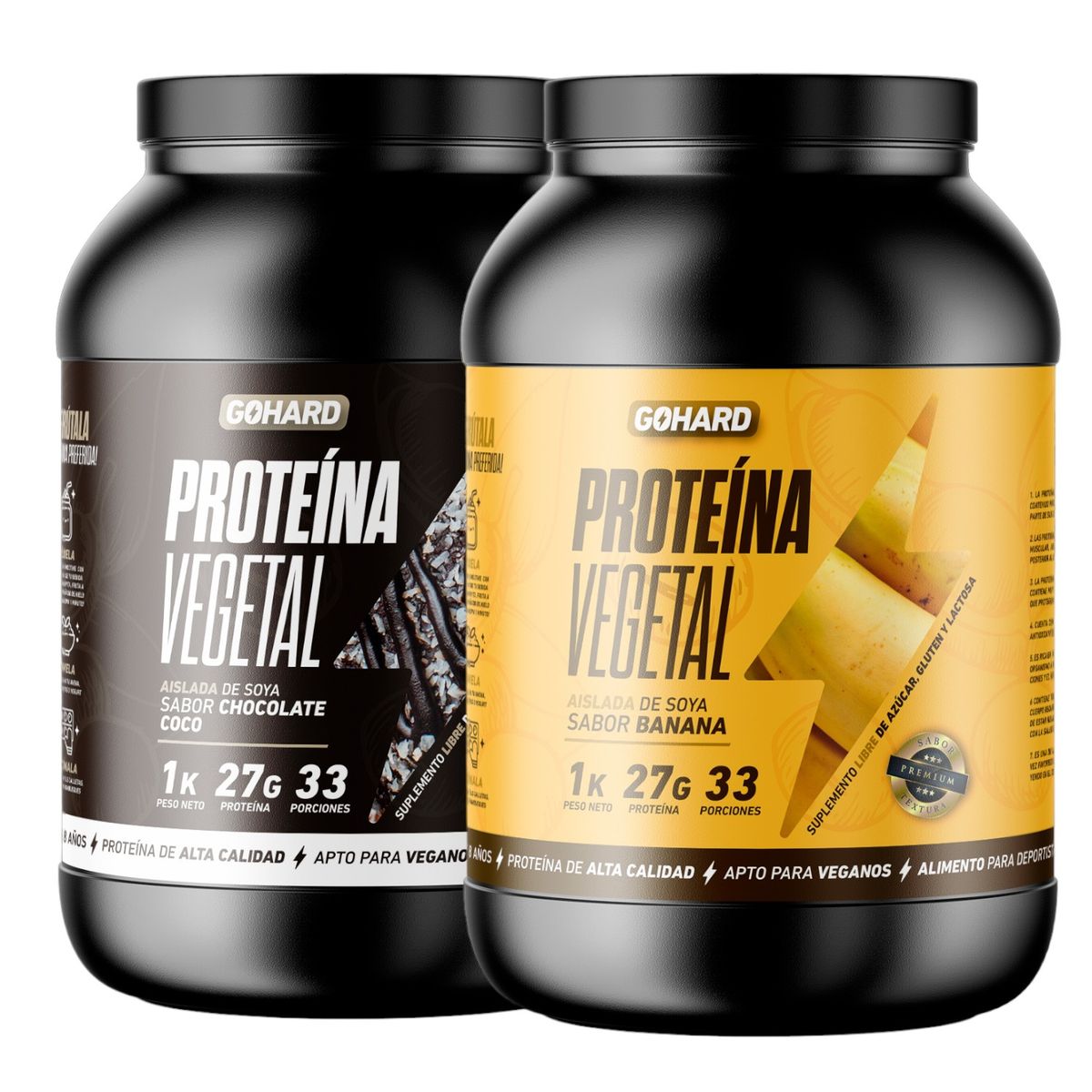 GOHARD - PACK PROTEINAS GOHARD 2KG TOTAL 66SV PLATANO - CHOCOLATE COCO