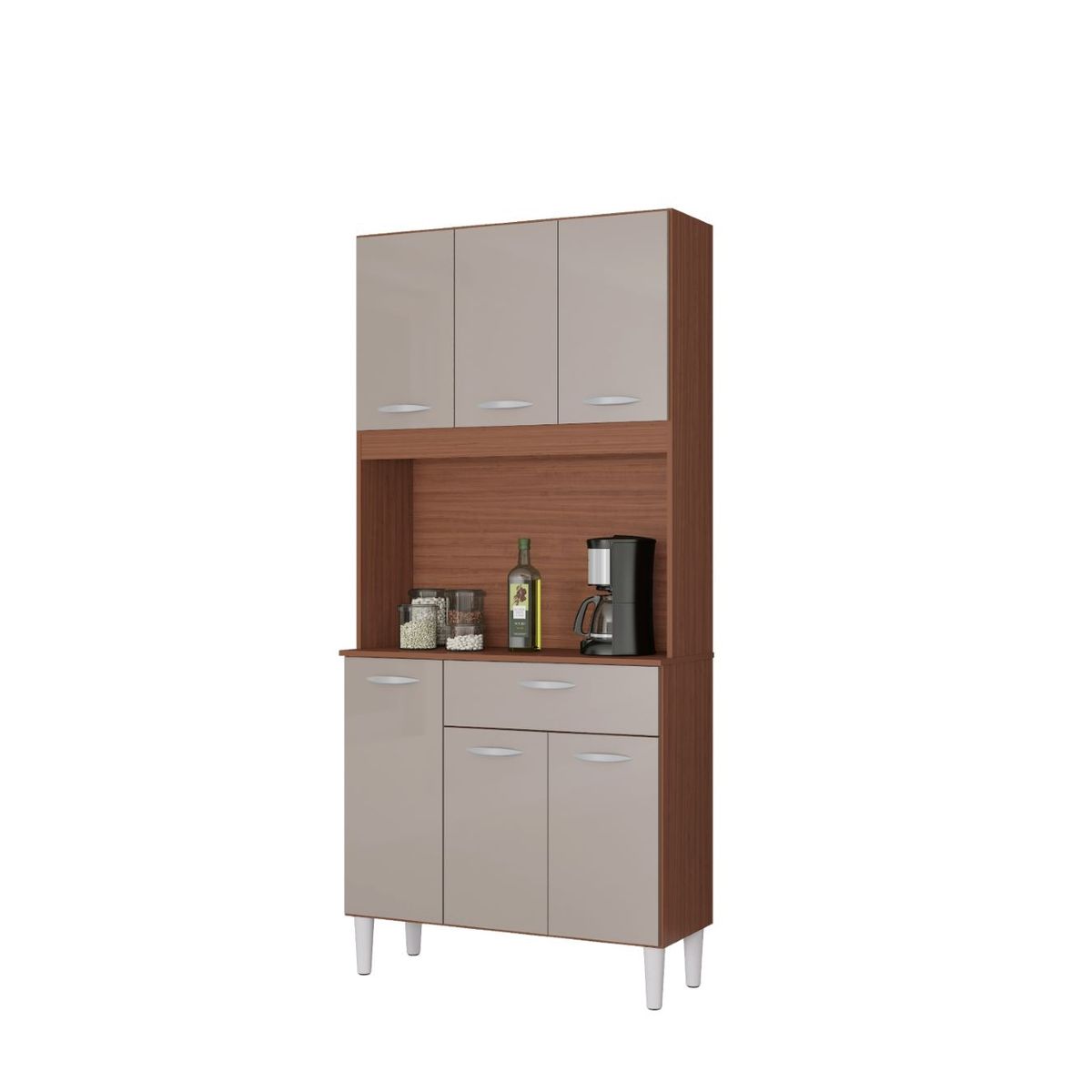 TAHUARI - Mueble de cocina Cassia 6 puertas capuchino off white