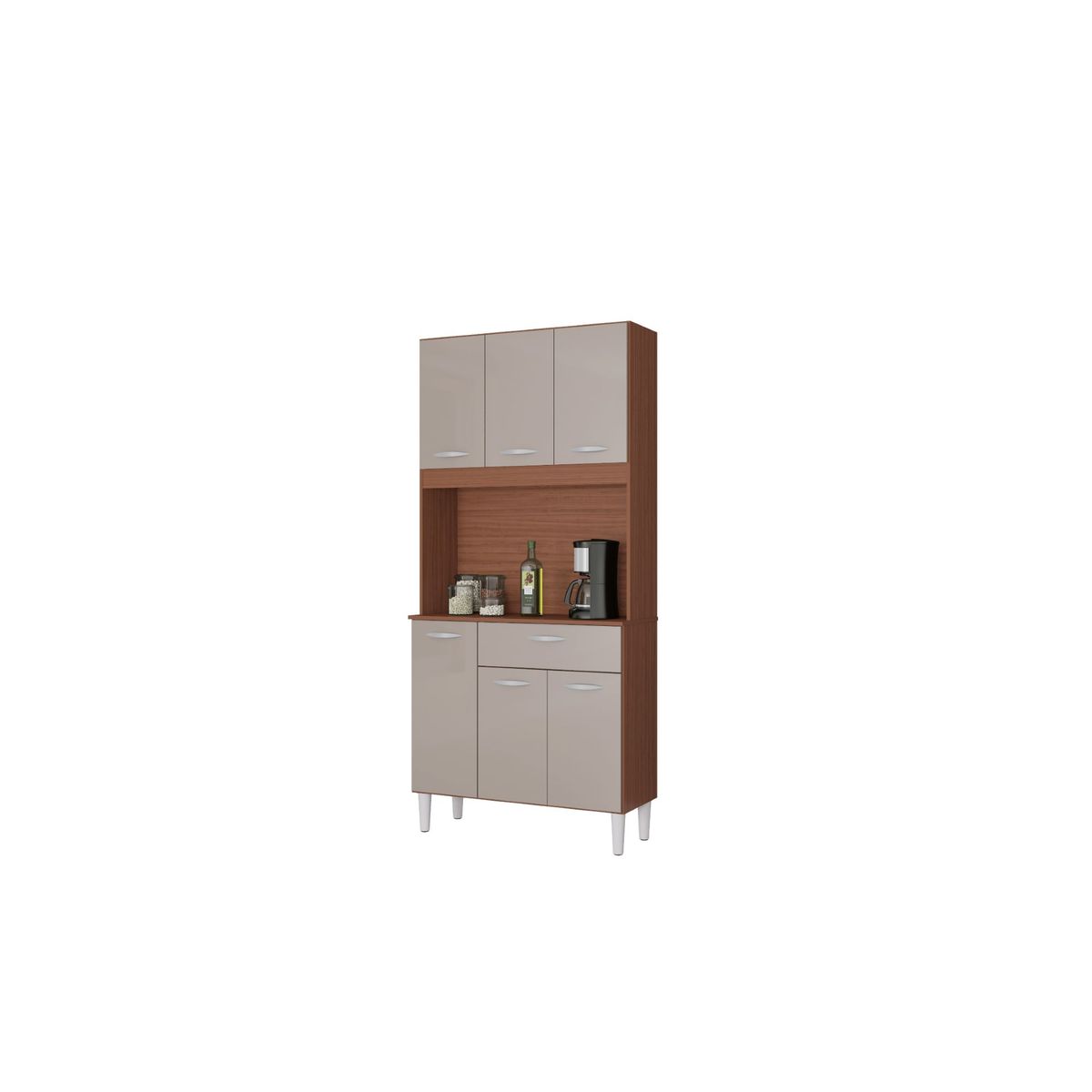 TAHUARI - Mueble de cocina Cassia 6 puertas capuchino off white