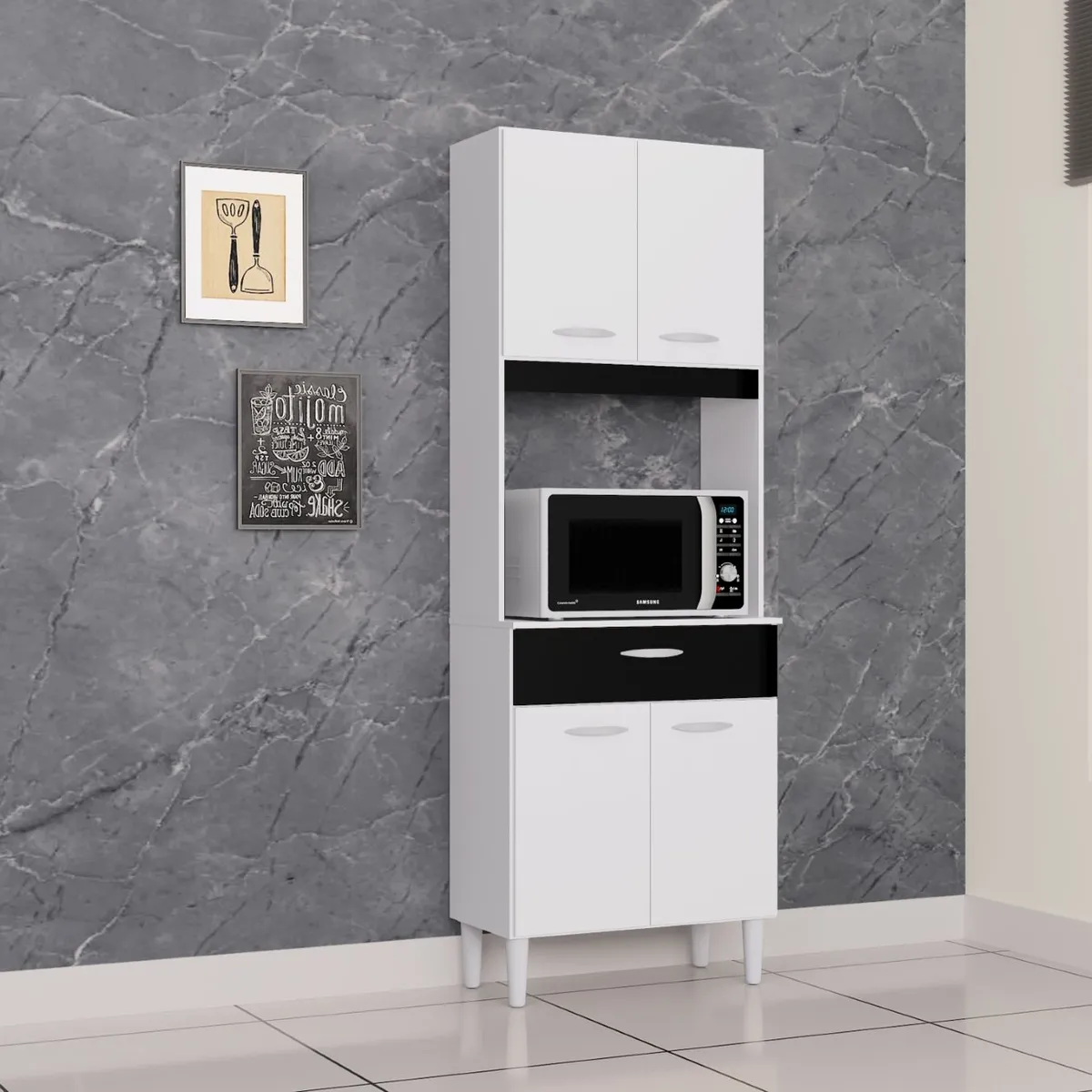 TAHUARI - Mueble de cocina Kelly blanconegro