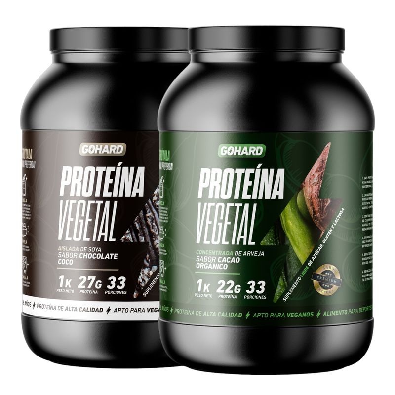 GOHARD - PACK PROTEINAS GOHARD 2KG TOTAL 66SV CACAO ORGÁNICO-CHOCOLATE COCO
