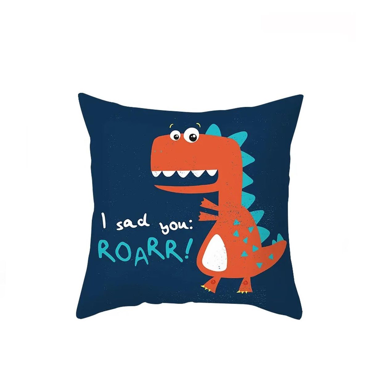 HOMASTTI - Funda Cojin Infantil 45X45 Dinosaurio Rojo Lino Poly