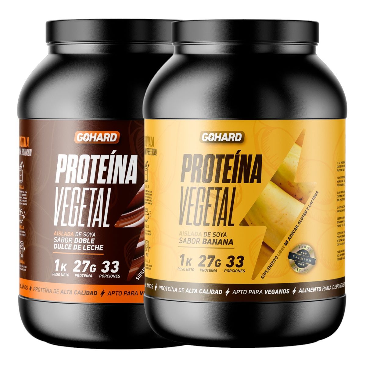 GOHARD - PACK PROTEINAS GOHARD 2KG TOTAL 66SV DULCE DE LECHE - PLATANO