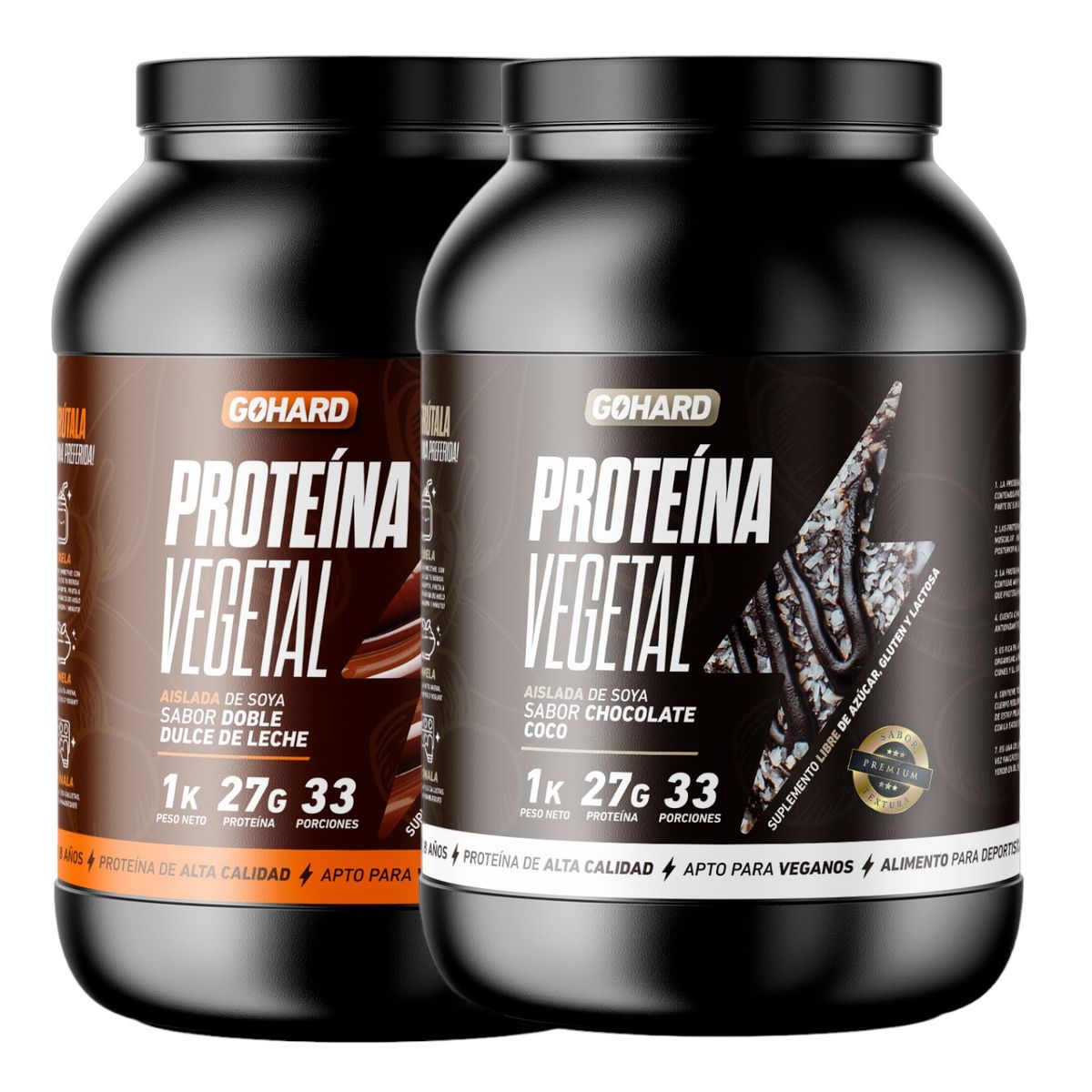 GOHARD - PACK PROTEINAS GOHARD 2KG TOTAL 66SV DULCE DE LECHE - CHOCOLATE COCO
