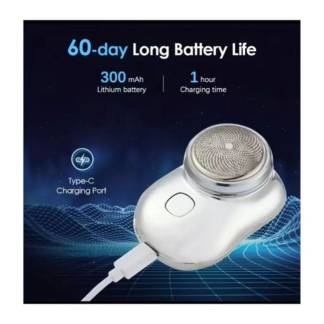 GENERICO - Mini Recortador Afeitadora Para Hombres Portátil Cable Usb Azul