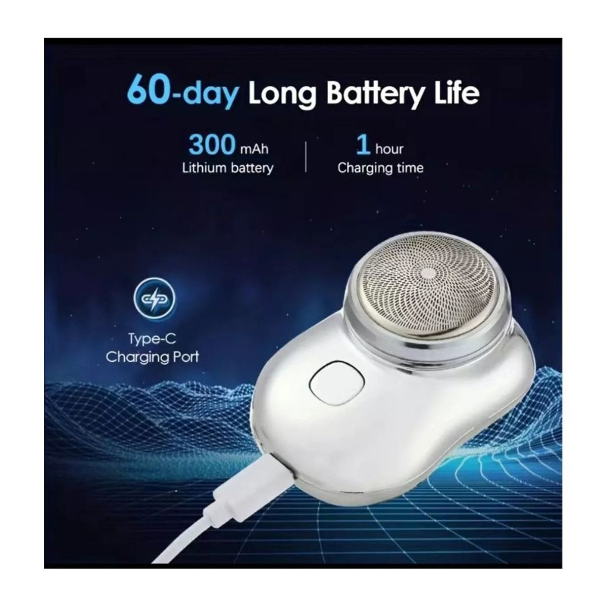 GENERICO - Mini Recortador Afeitadora Para Hombres Portátil Cable Usb Plateado