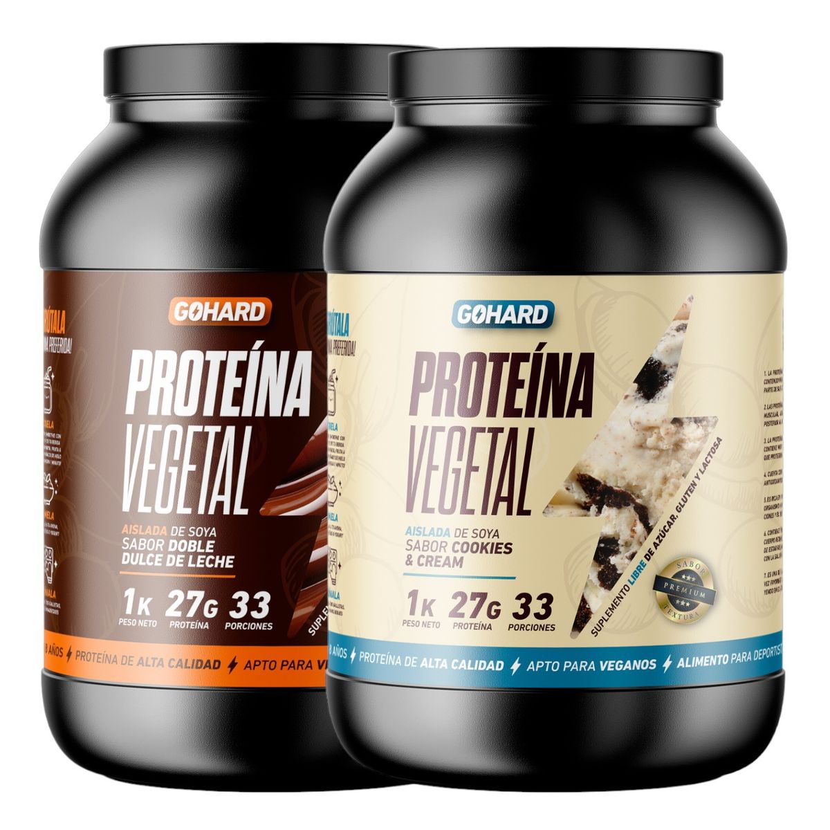 GOHARD - PACK PROTEINAS GOHARD 2KG TOTAL 66SV DULCE DE LECHE-COOKIES AND CREAMS