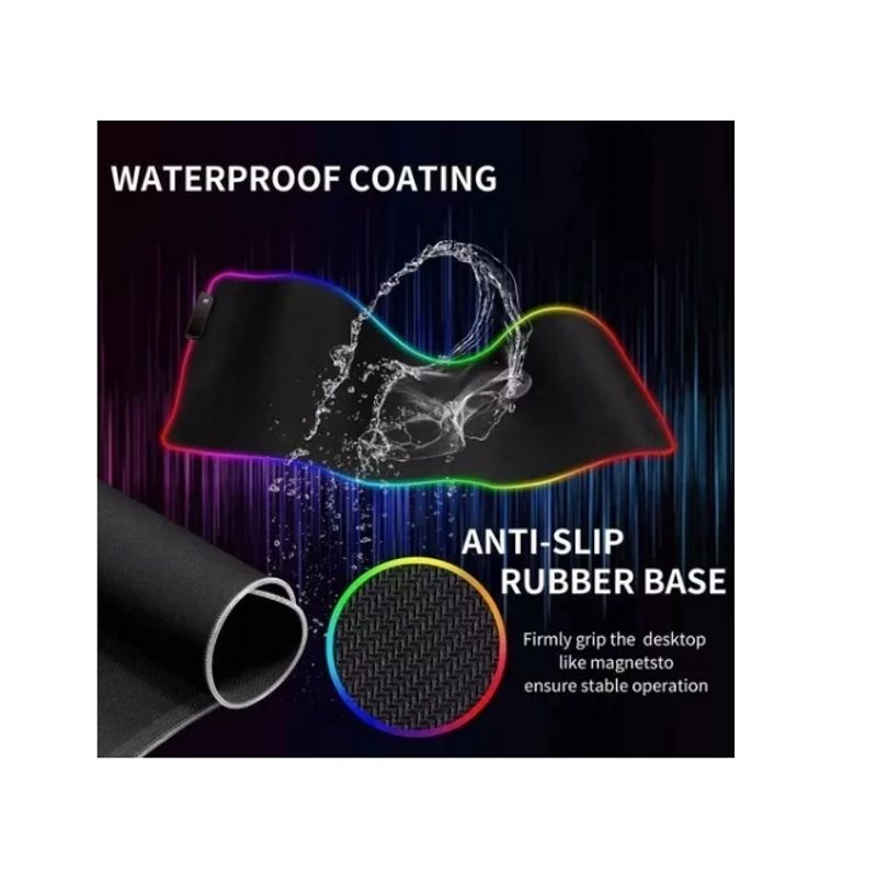 GENERICO - Mouse Pad Gamer Alfombrilla Antideslizante Luz Led Rgb 80x30