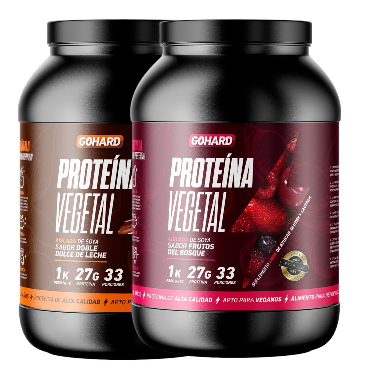 GOHARD - PACK PROTEINAS GOHARD 2KG TOTAL 66SV DULCE DE LECHE-FRUTOS DEL BOSQUE