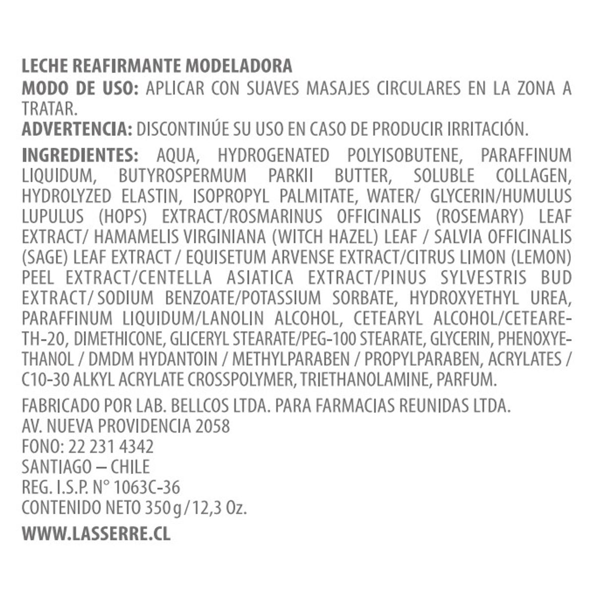 LASSERRE COSMETIQUE - Leche Reafirmante Modeladora Lasserre Cosmetique
