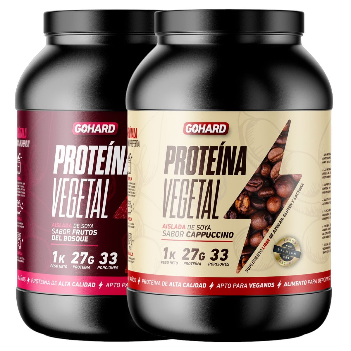 GOHARD - PACK PROTEINAS GOHARD 2KG TOTAL 66SV CAPUCCINO -FRUTOS DEL BOSQUE