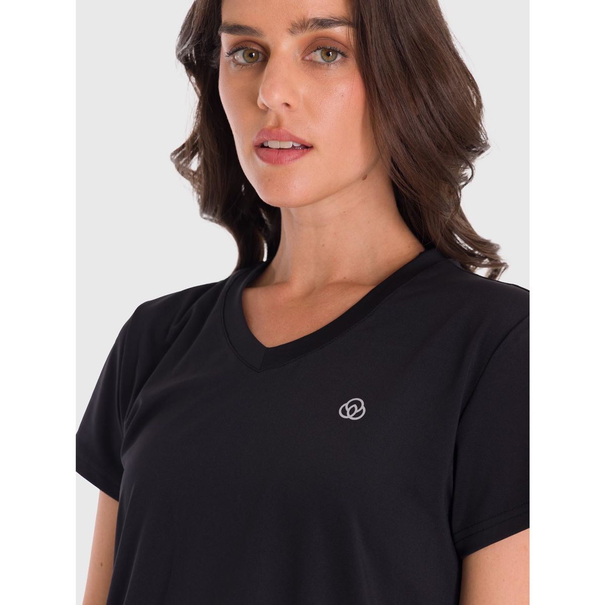 BSOUL - Polera cuello V deportiva Mujer Manga Corta Negra BSOUL