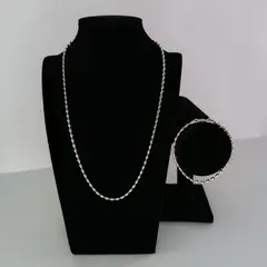 GENERICO - Conjunto Cadena y Pulsera Oval de plata Ley 925 para damas 50 cms.