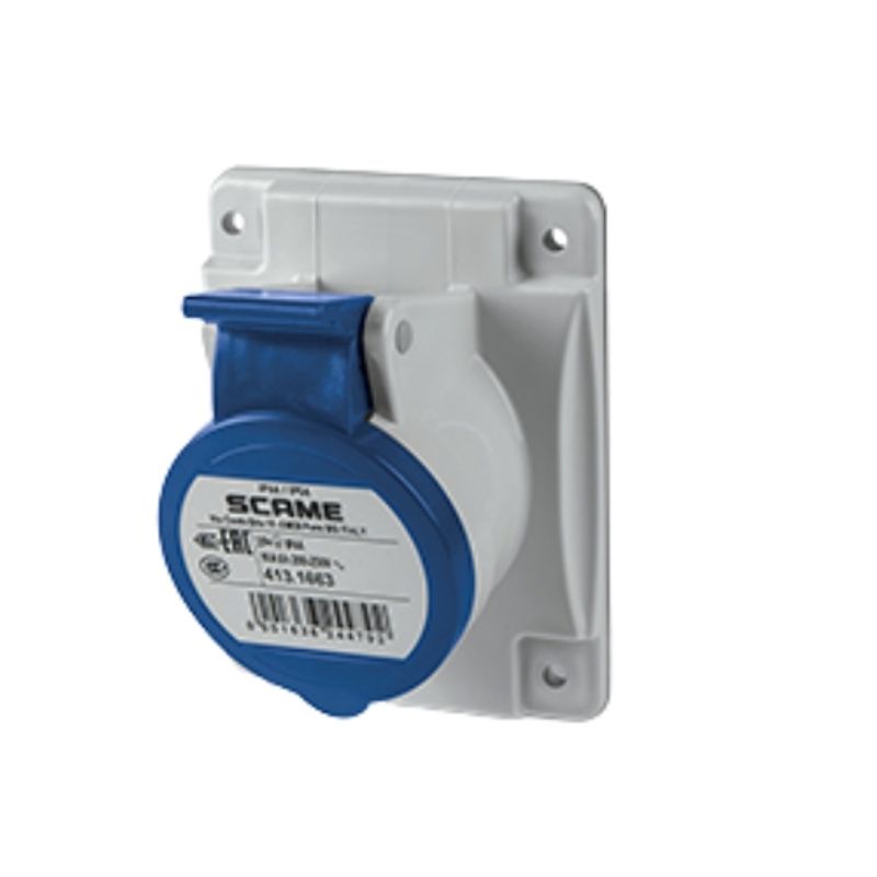 GENERICO - ENCHUFE INDUSTRIAL HEMBRA EMBUTIDA 2 P+T 16A 220V IP44 - SCAME