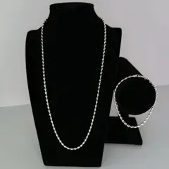 GENERICO - Cadena y Pulsera Oval Conjunto de plata Ley 925 para damas 55 cms.