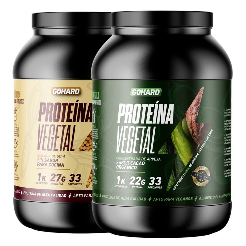 GOHARD - PACK PROTEINAS GOHARD 2KG TOTAL SIN SABOR - CACAO ORGÁNICO
