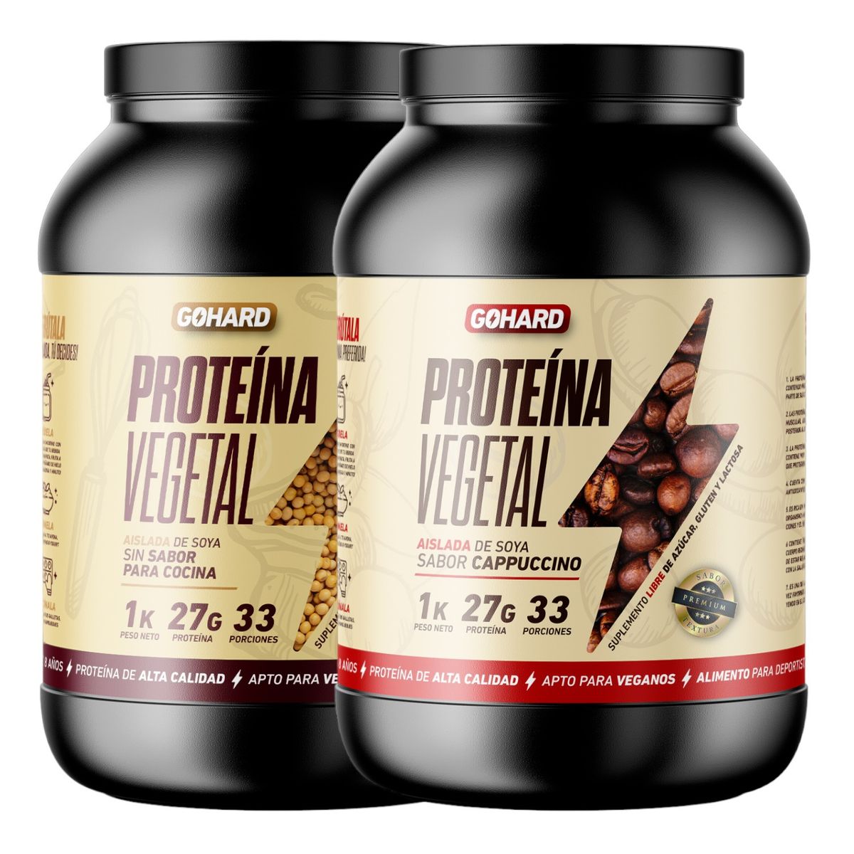 GOHARD - PACK PROTEINAS GOHARD 2KG TOTAL SIN SABOR - CAPUCCINO