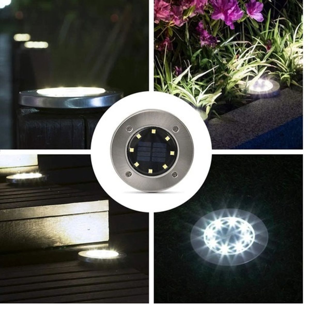 GENERICO - Pack X4 Luz Led Solar Con Estaca Exterior Jardin 8 Led Favorito