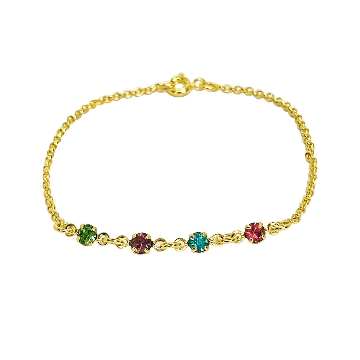 COGGIOLA - Pulsera Niña Circón Colores Enchapado Oro 18K