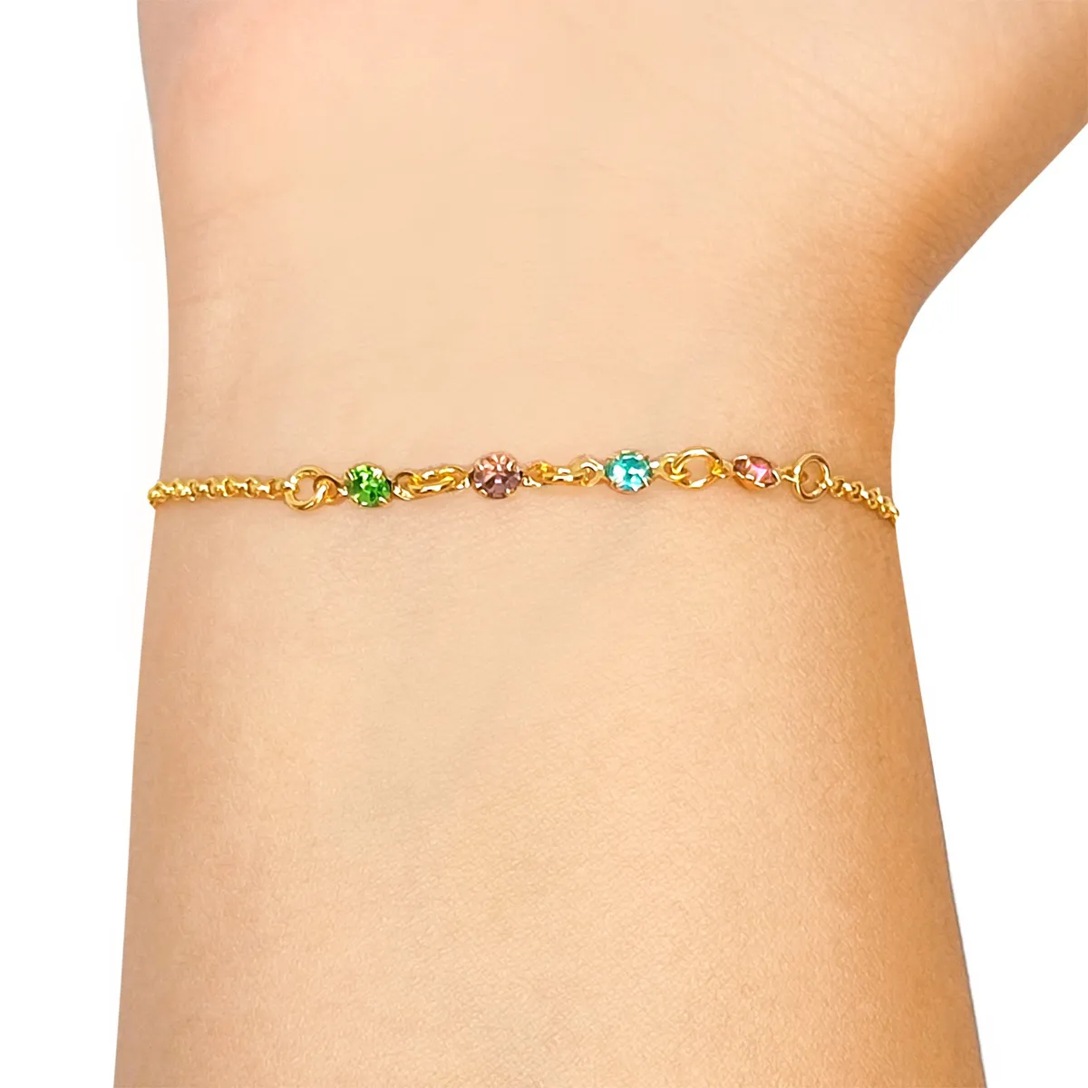 COGGIOLA - Pulsera Niña Circón Colores Enchapado Oro 18K