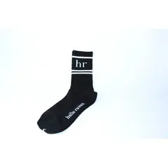 HELLE RAVEN HR - Calcetas largas marca color negro letras blancas