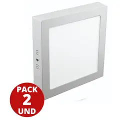 MEGABRIGHT - Panel Led Sobrepuesto Cuadrado 18w LUZ FRIA PACK 2 UND