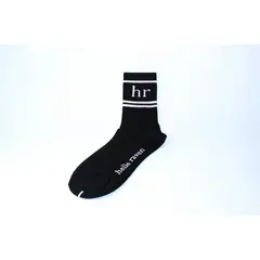 HELLE RAVEN HR - Calcetas largas marca color negro letras rosadas