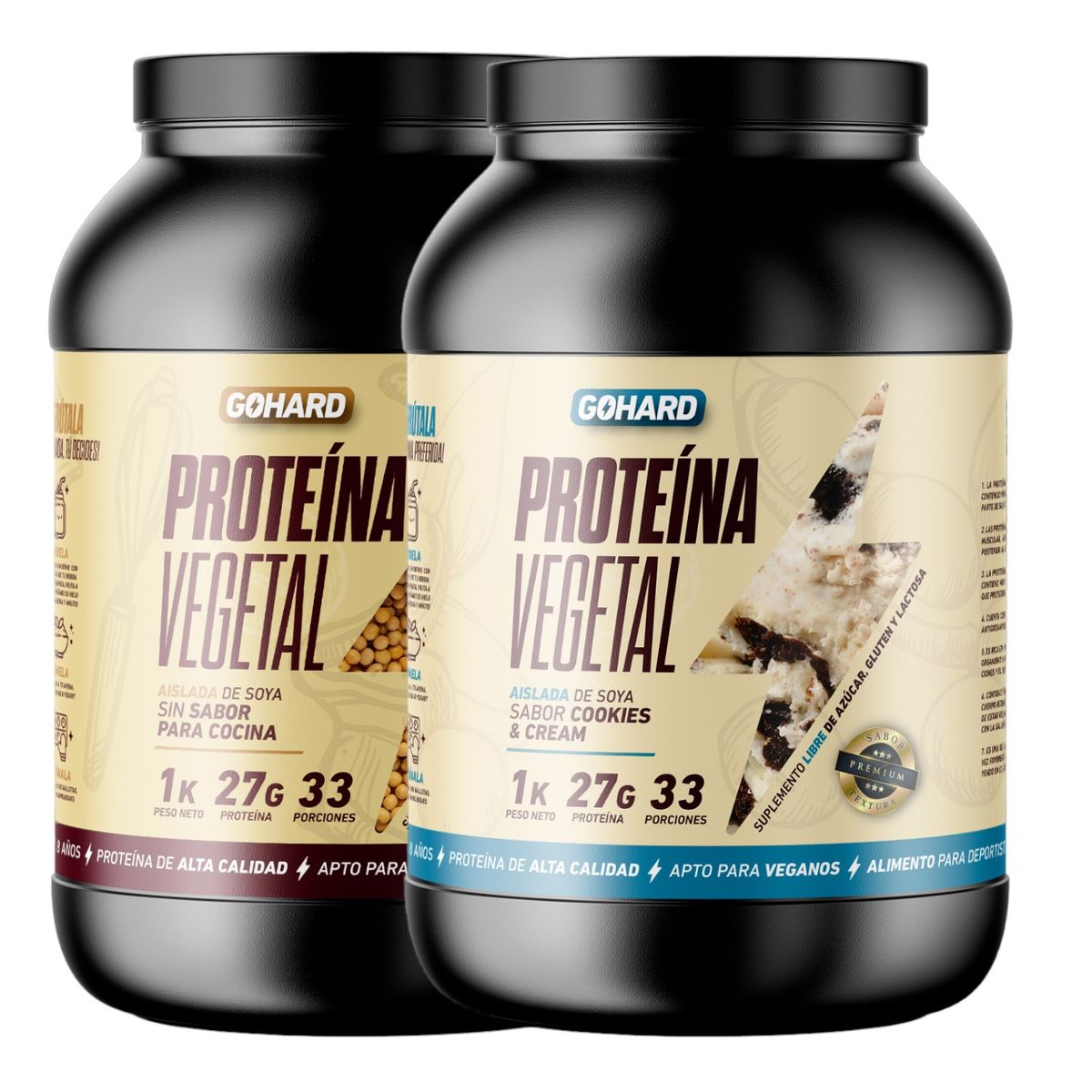 GOHARD - PACK PROTEINAS GOHARD 2KG TOTAL SIN SABOR - COOKIES AND CREAM