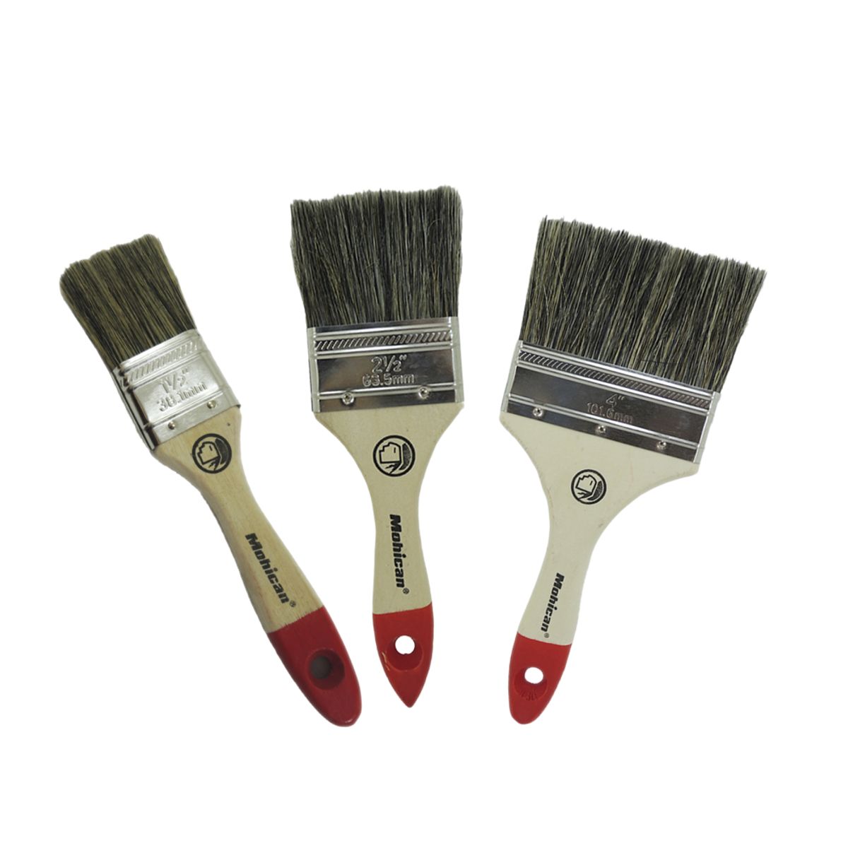 MOHICAN - PROMOCIÓN 3 BROCHAS CERDA NATURAL 1 1/2'' +  2 1/2'' + 4''