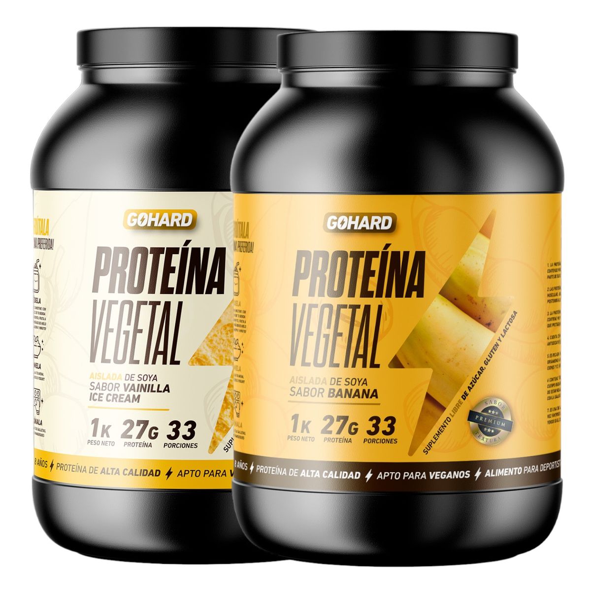 GOHARD - PACK PROTEINAS GOHARD 2KG TOTAL 66SV VAINILLA - PLATANO