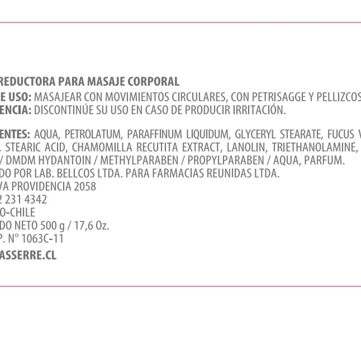 LASSERRE COSMETIQUE - Crema Reductora Masaje Corporal Lasserre Cosmétique